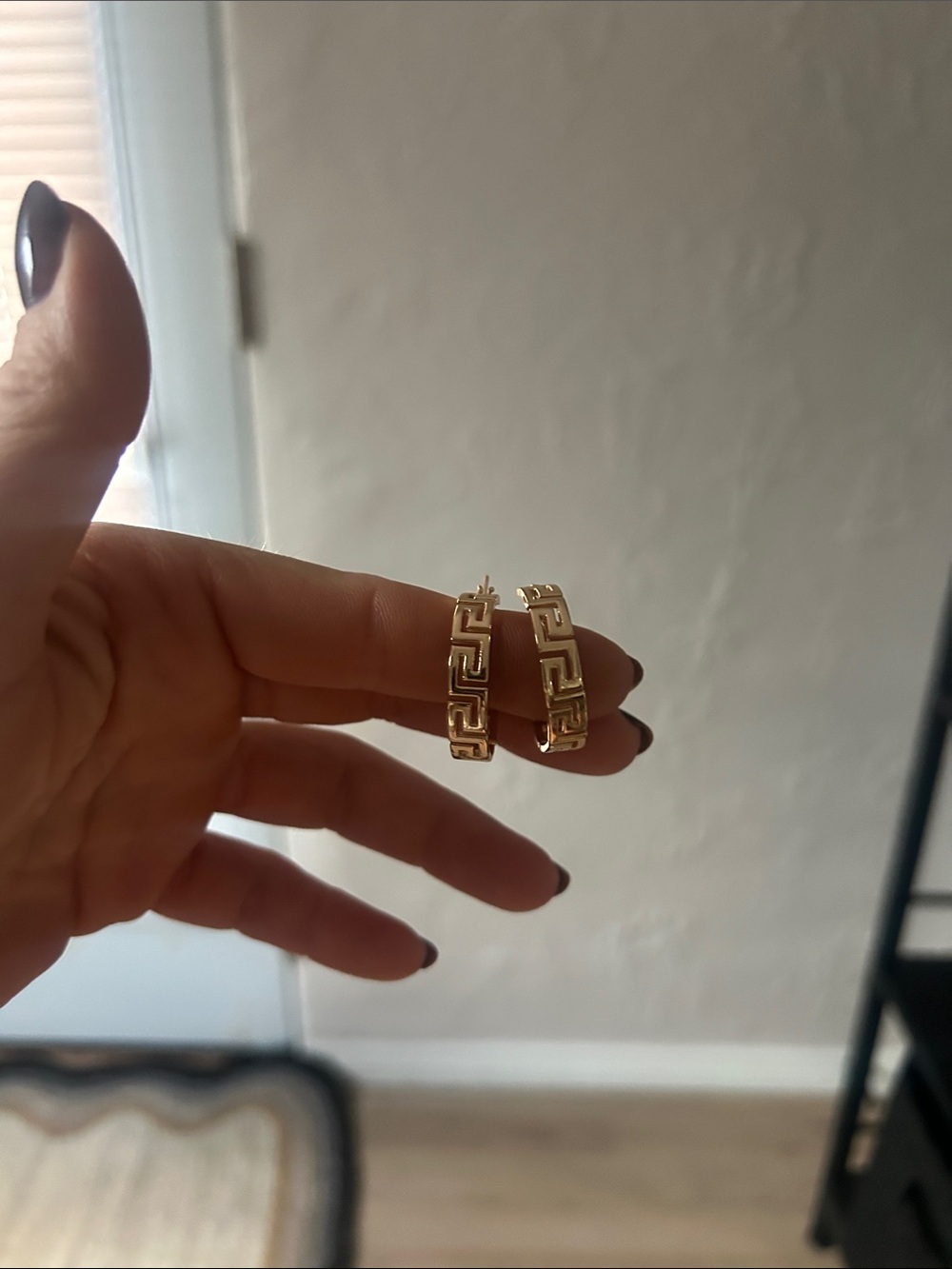 Gold Greek Key Hoop Earrings - Women's Jewelry